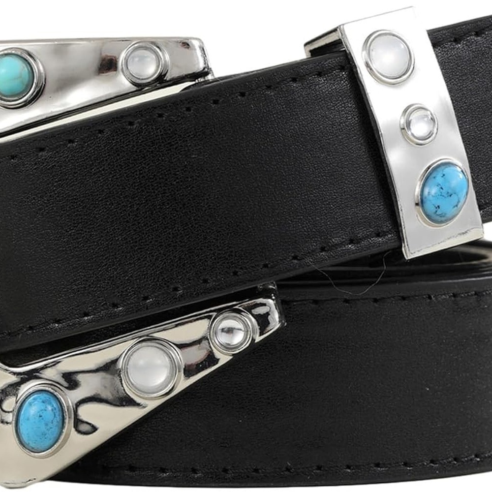 Fashion Hot Girls Blue Gemstones Buckle Waist Belt Ladies Coat Dress size L - Picture 3 of 3